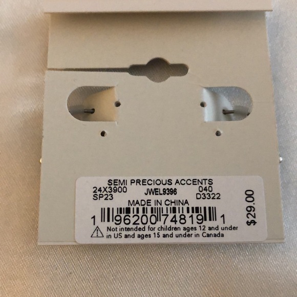 Lucky Brand Silver Tone Turquoise Set Stone Midi Hoop Earrings NWT - Picture 10 of 10